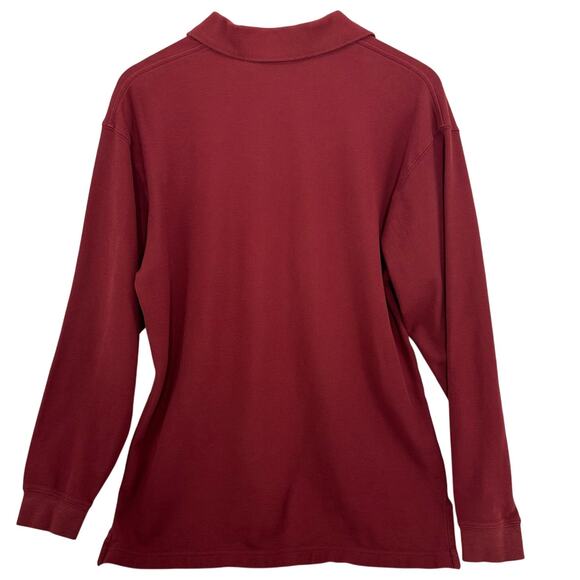 LL Bean Long Sleeve Polo Shirt Mens Medium Red OKA81 Normcore Casual Everyday - Picture 2 of 4
